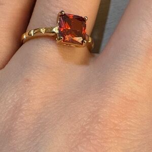 Ruby stone  18 k Gold  plated Ring  6.75"